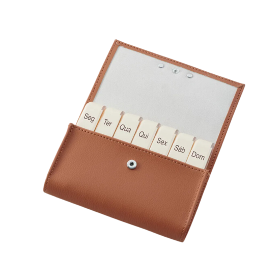 Pilbox Porta Comprimido Flora  Semanal  Castanho Liberty